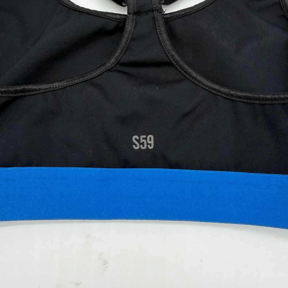 Splits59 Womens Black Blue‎ Adjustable Racerback Sports Bra Size Small